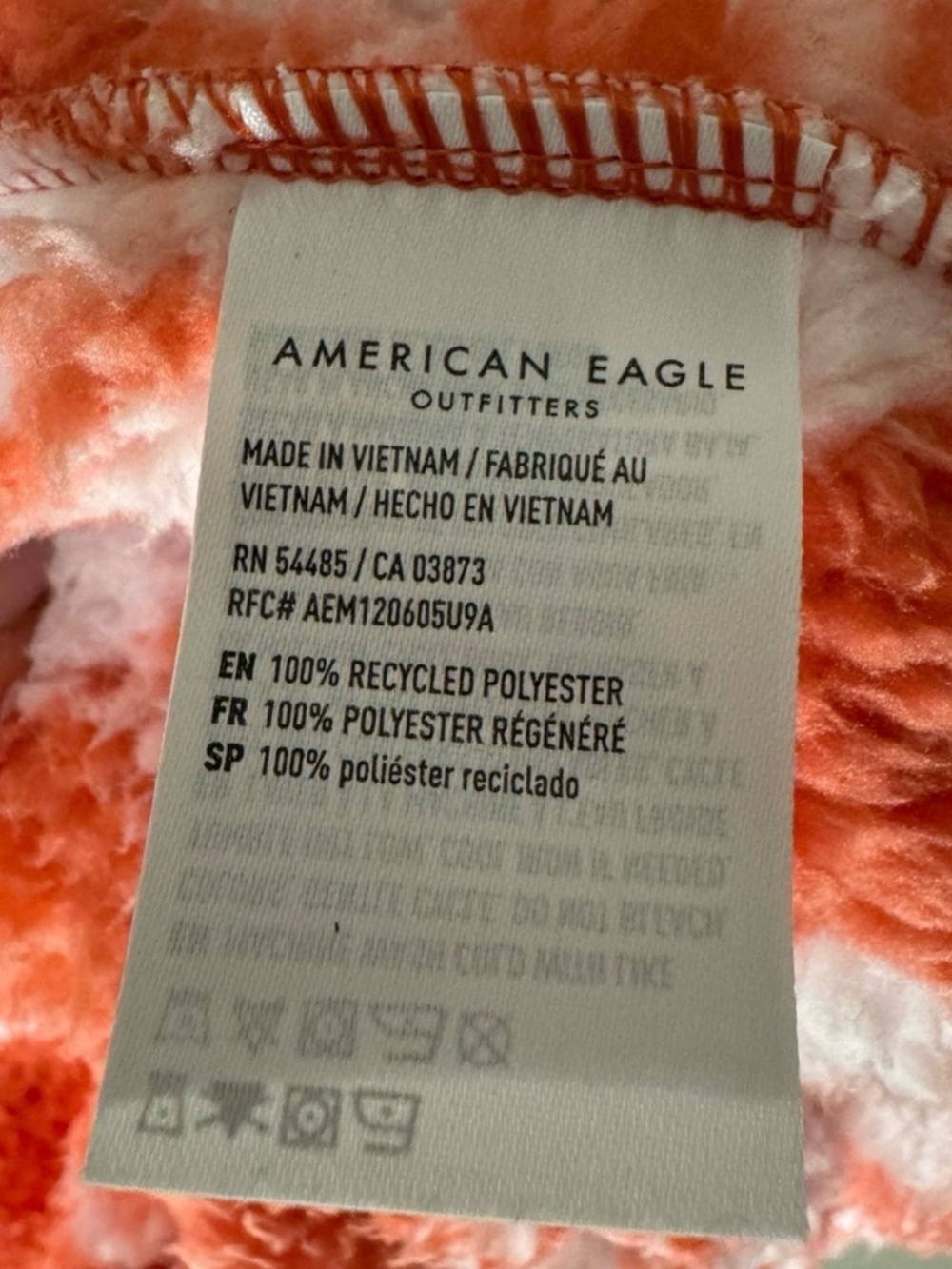 American Eagle Red/White Bear Hug Cozy Sherpa Zip Jacket Size Med Oversized Fall - Picture 12 of 13